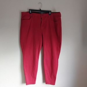 Torrid Premium Jeans Women 24R Sky High Skinny Elastic Waist High Rise Denim Red